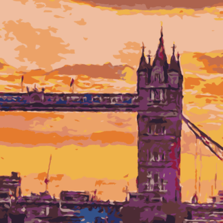 Malování podle čísel - LONDÝNSKÝ TOWER BRIDGE PŘI ZÁPADU SLUNCE Rozměr: 40x50 cm, Rámování: vypnuté plátno na rám
