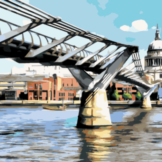 Malování podle čísel - MILLENNIUM BRIDGE V LONDÝNĚ Rozměr: 80x100 cm, Rámování: vypnuté plátno na rám