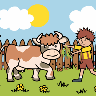 Malování podle čísel - KLUK S KRÁVOU NA PASTVĚ Rozměr: 80x100 cm, Rámování: bez rámu a bez vypnutí plátna
