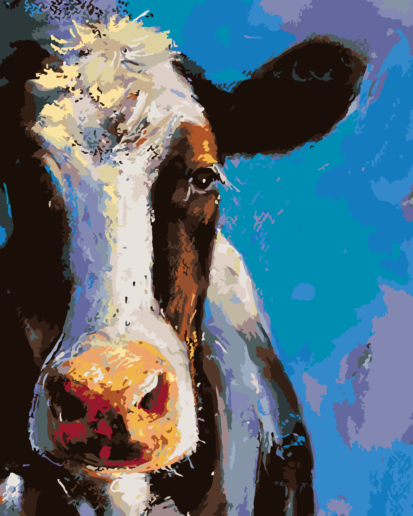 Malování podle čísel - PORTRÉT KRÁVY Rozměr: 80x100 cm, Rámování: vypnuté plátno na rám