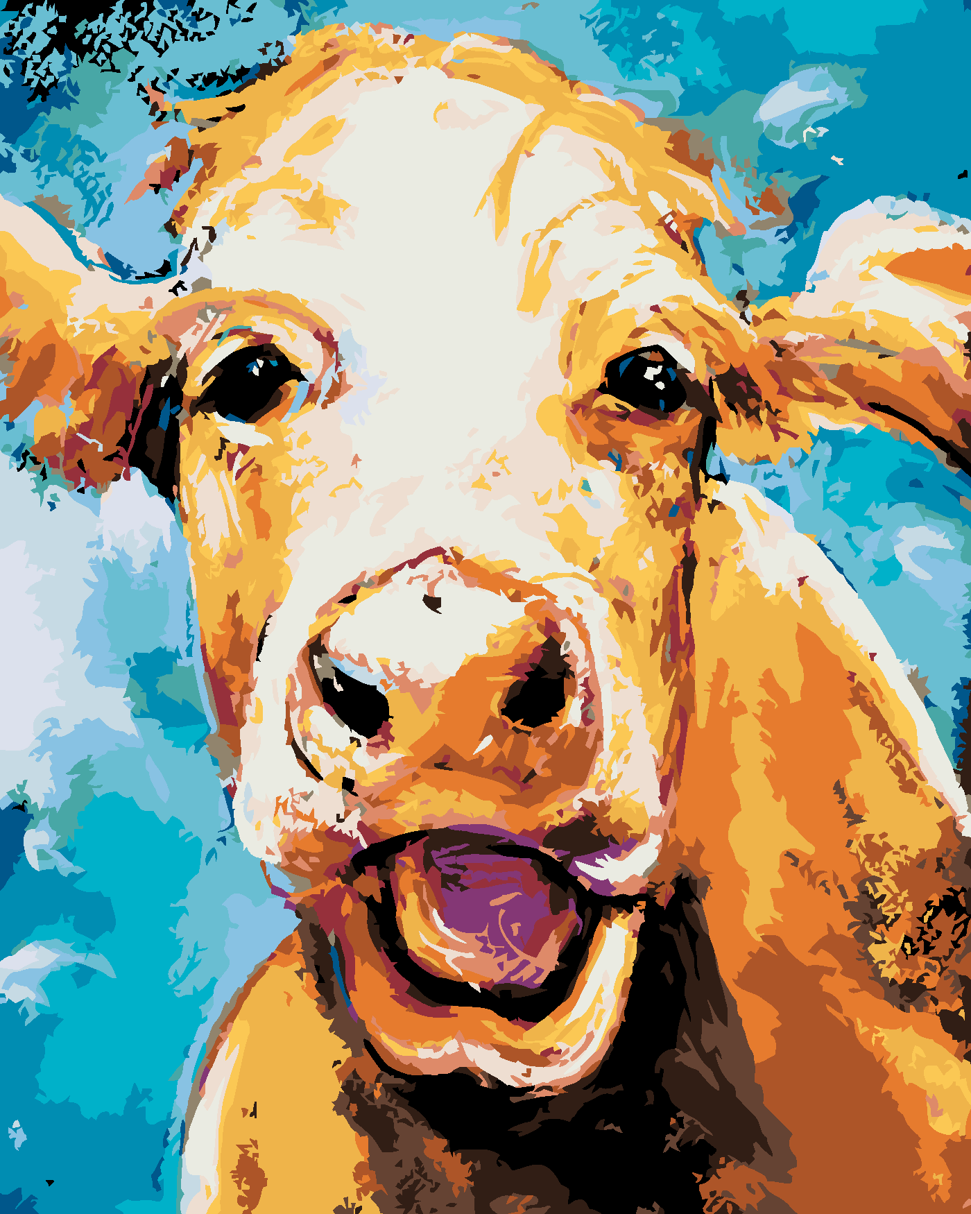 Malování podle čísel - KRÁVA Rozměr: 80x100 cm, Rámování: vypnuté plátno na rám