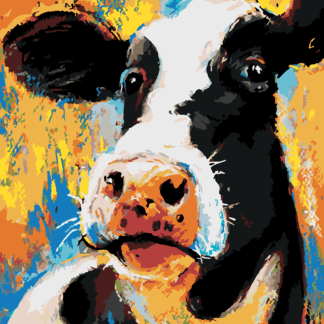Malování podle čísel - BAREVNÁ KRÁVA Rozměr: 80x100 cm, Rámování: vypnuté plátno na rám