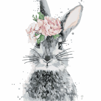 Malování podle čísel - KRÁLÍK S KVĚTINKAMI Rozměr: 40x50 cm, Rámování: bez rámu a bez vypnutí plátna