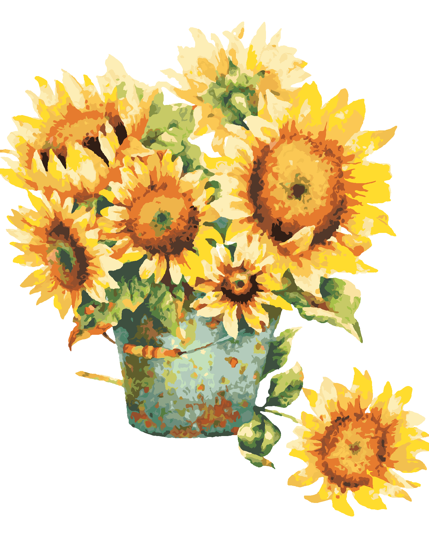 Malování podle čísel - KBELÍK SLUNEČNIC Rozměr: 40x50 cm, Rámování: bez rámu a bez vypnutí plátna