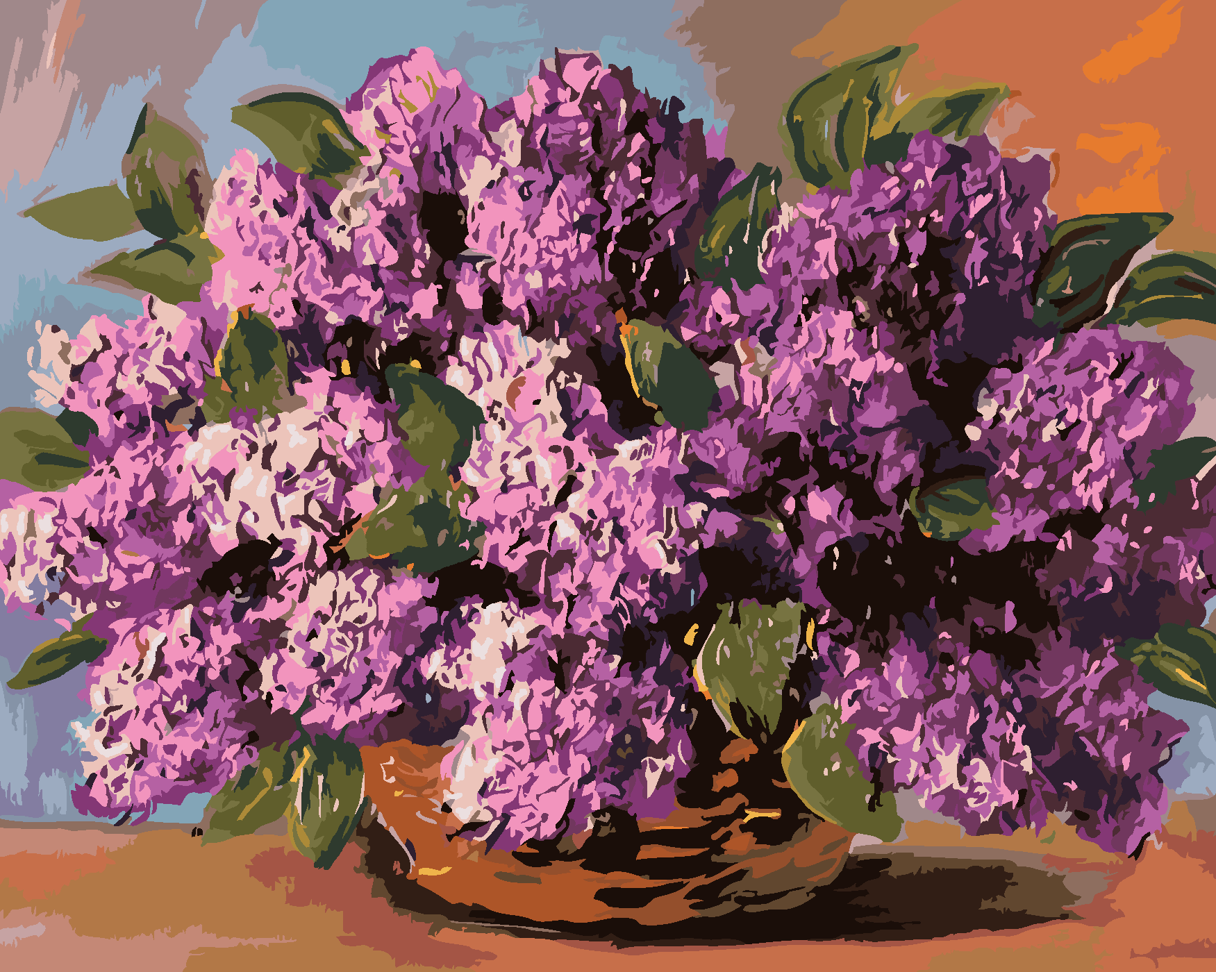 Malování podle čísel - KYTICE ŠEŘÍKŮ V PROUTĚNÉM KOŠÍKU Rozměr: 80x100 cm, Rámování: bez rámu a bez vypnutí plátna
