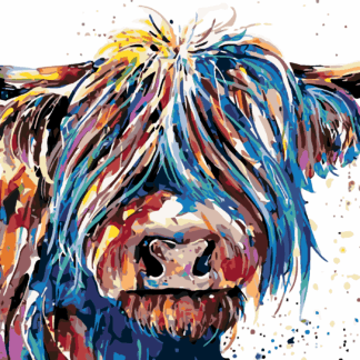 Malování podle čísel - VLASATÁ KRÁVA Rozměr: 80x100 cm, Rámování: bez rámu a bez vypnutí plátna