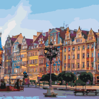 Malování podle čísel - NÁMĚSTÍ WROCLAWI Rozměr: 80x100 cm, Rámování: vypnuté plátno na rám
