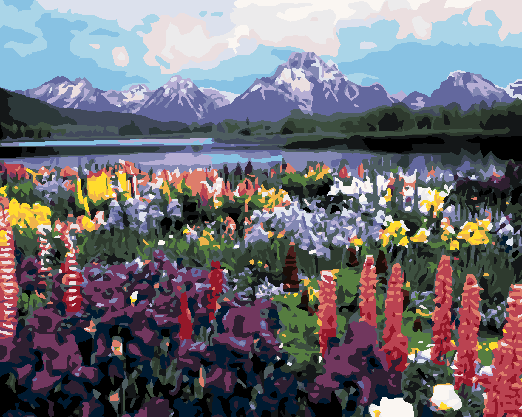 Malování podle čísel - LOUKA A HORY Rozměr: 80x100 cm, Rámování: vypnuté plátno na rám