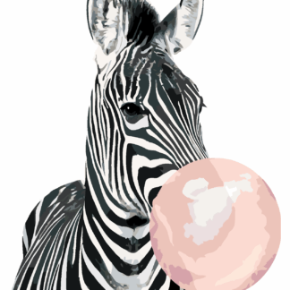 Malování podle čísel - ZEBRA SE ŽVÝKAČKOU Rozměr: 80x100 cm, Rámování: vypnuté plátno na rám
