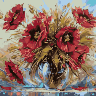 Malování podle čísel - VLČÍ MÁKY VE VÁZE II Rozměr: 80x100 cm, Rámování: bez rámu a bez vypnutí plátna