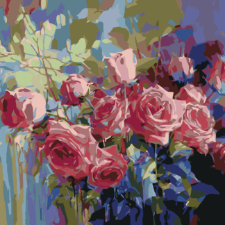 Malování podle čísel - RŮŽOVÉ RŮŽE Rozměr: 80x100 cm, Rámování: vypnuté plátno na rám