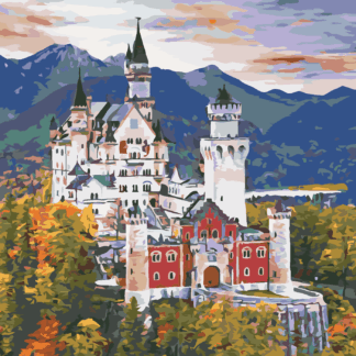 Malování podle čísel - ZÁMEK NEUSCHWANSTEIN Rozměr: 40x50 cm, Rámování: bez rámu a bez vypnutí plátna
