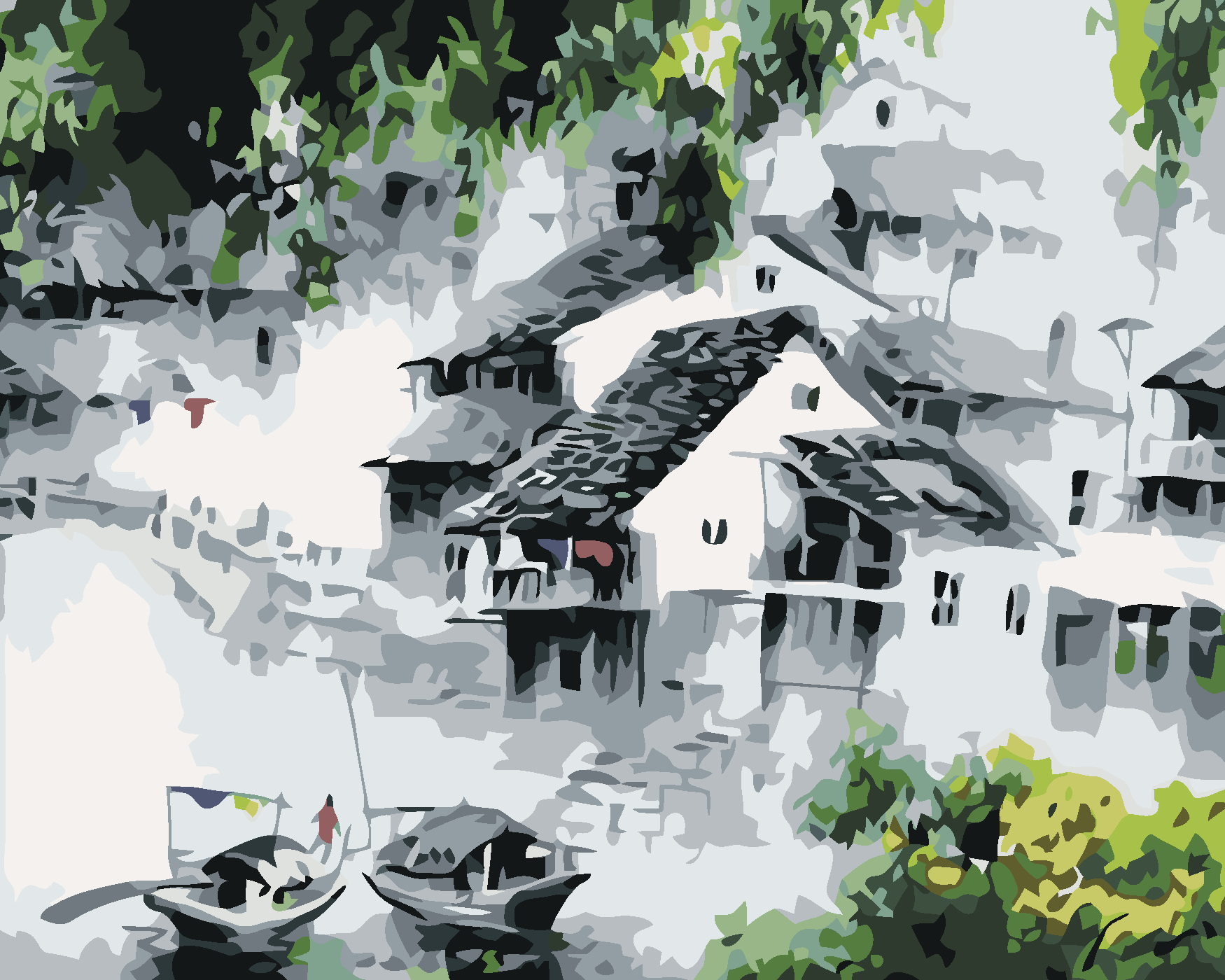 Malování podle čísel - DOMY V JAPONSKU A VODA Rozměr: 80x100 cm, Rámování: bez rámu a bez vypnutí plátna