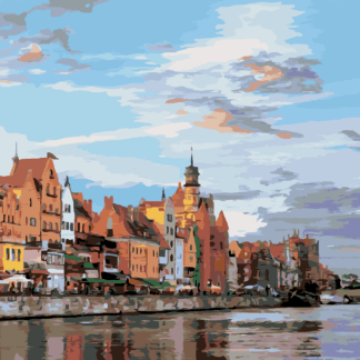 Malování podle čísel - NÁBŘEŽÍ GDAŇSKU Rozměr: 80x100 cm, Rámování: vypnuté plátno na rám