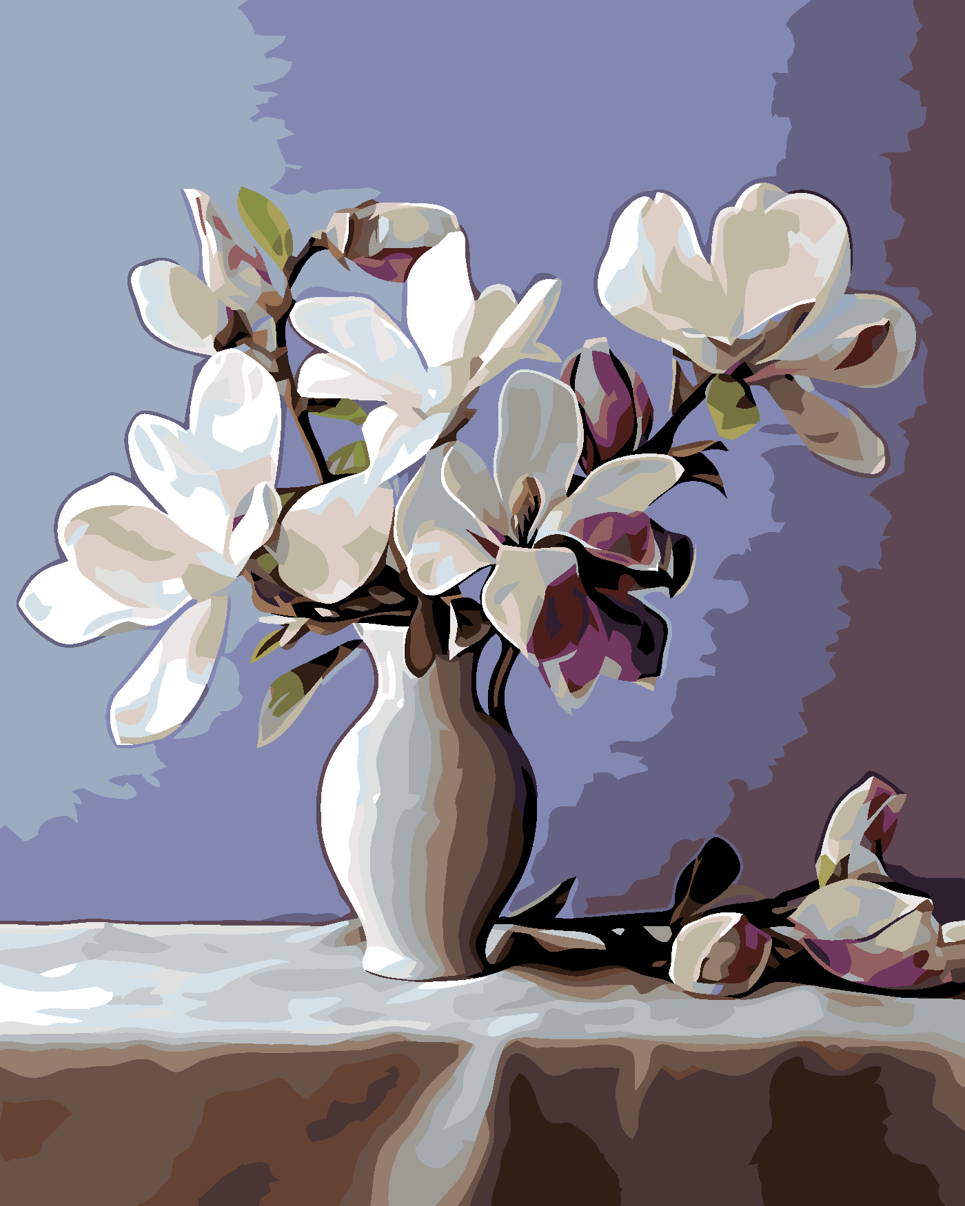 Malování podle čísel - MAGNÓLIE 6 Rozměr: 40x50 cm, Rámování: vypnuté plátno na rám