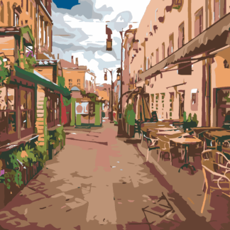 Malování podle čísel - PRÁZDNÉ MĚSTEČKO Rozměr: 80x100 cm, Rámování: vypnuté plátno na rám