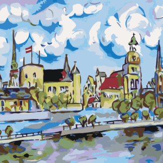 Malování podle čísel - CESTA K MĚSTU Rozměr: 80x100 cm, Rámování: vypnuté plátno na rám