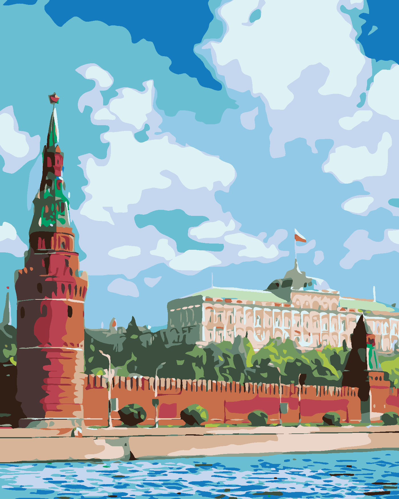 Malování podle čísel - MOSKEVSKÝ KREML Rozměr: 80x100 cm, Rámování: bez rámu a bez vypnutí plátna