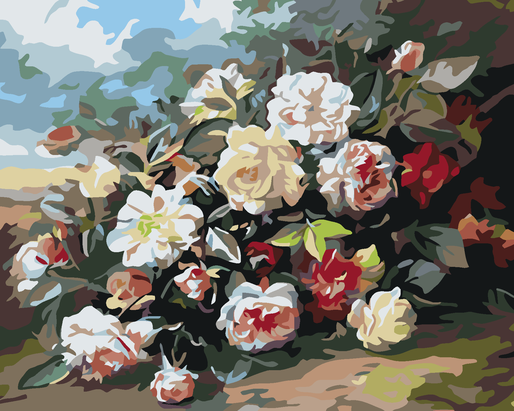 Malování podle čísel - PLANÉ RŮŽE Rozměr: 40x50 cm, Rámování: bez rámu a bez vypnutí plátna