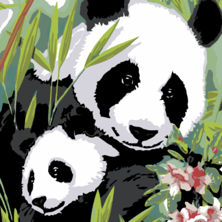 Malování podle čísel - PANDA S MLÁDĚTEM Rozměr: 40x50 cm, Rámování: bez rámu a bez vypnutí plátna