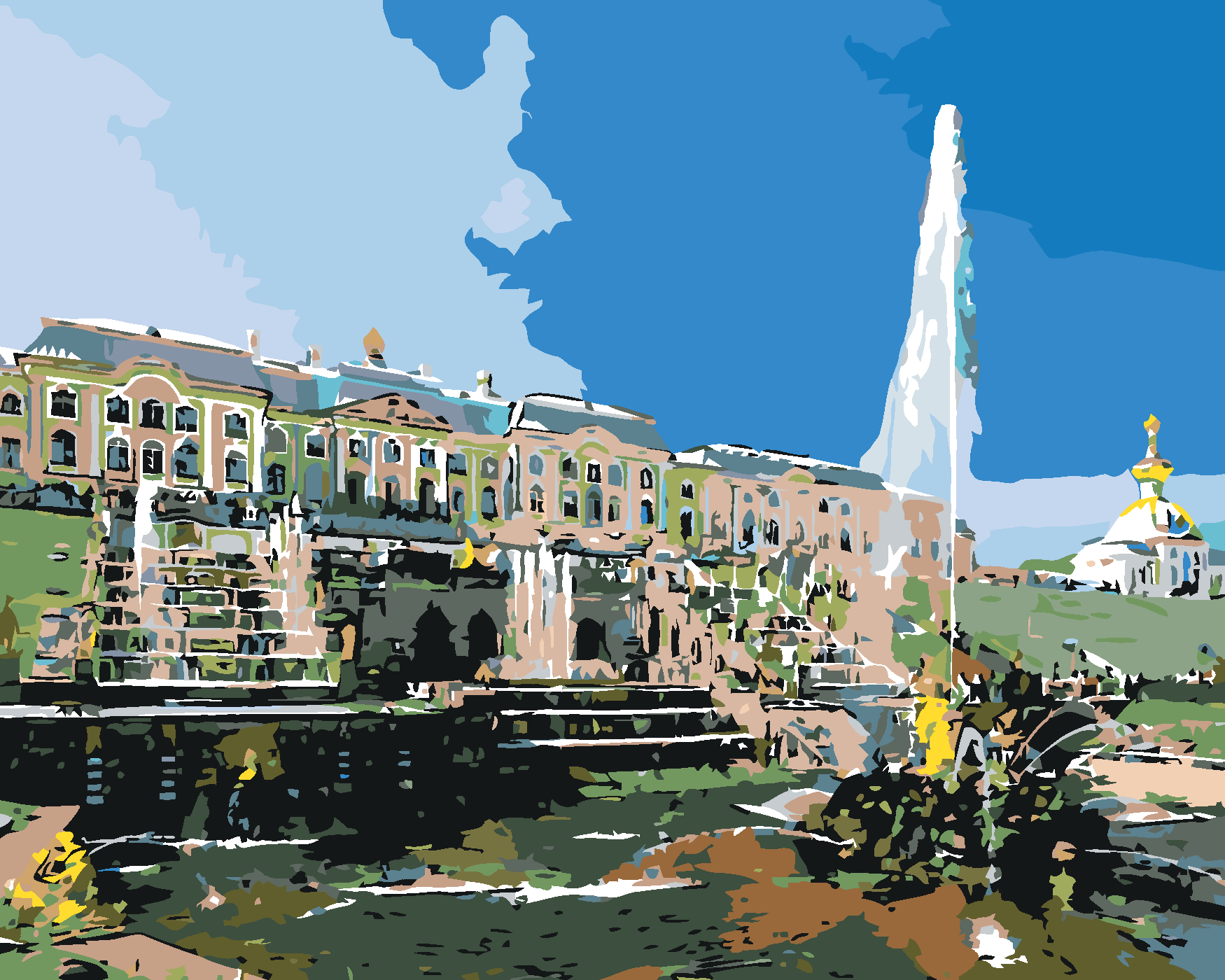Malování podle čísel - FONTÁNA PŘED KONGRESEM Rozměr: 40x50 cm, Rámování: bez rámu a bez vypnutí plátna