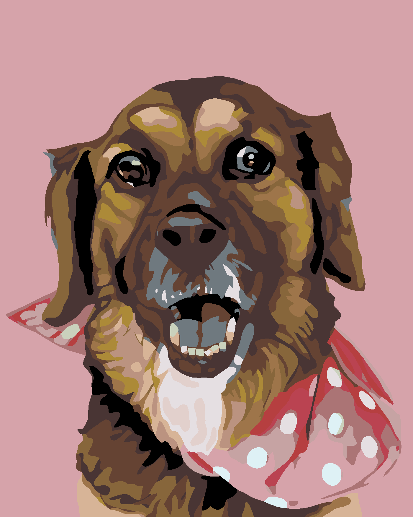 Malování podle čísel - PEJSEK S PUNTÍKATÝM ŠÁTKEM Rozměr: 40x50 cm, Rámování: bez rámu a bez vypnutí plátna
