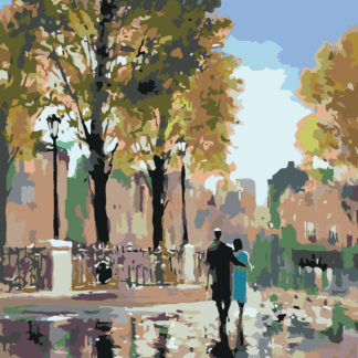 Malování podle čísel - NA PROCHÁZCE V PARKU Rozměr: 40x50 cm, Rámování: vypnuté plátno na rám