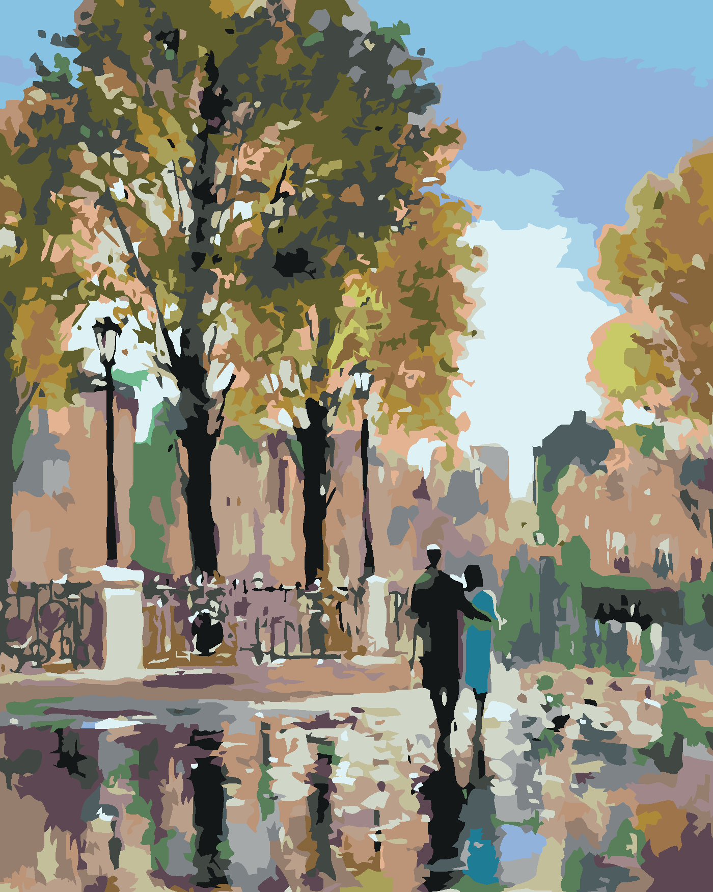 Malování podle čísel - NA PROCHÁZCE V PARKU Rozměr: 40x50 cm, Rámování: vypnuté plátno na rám
