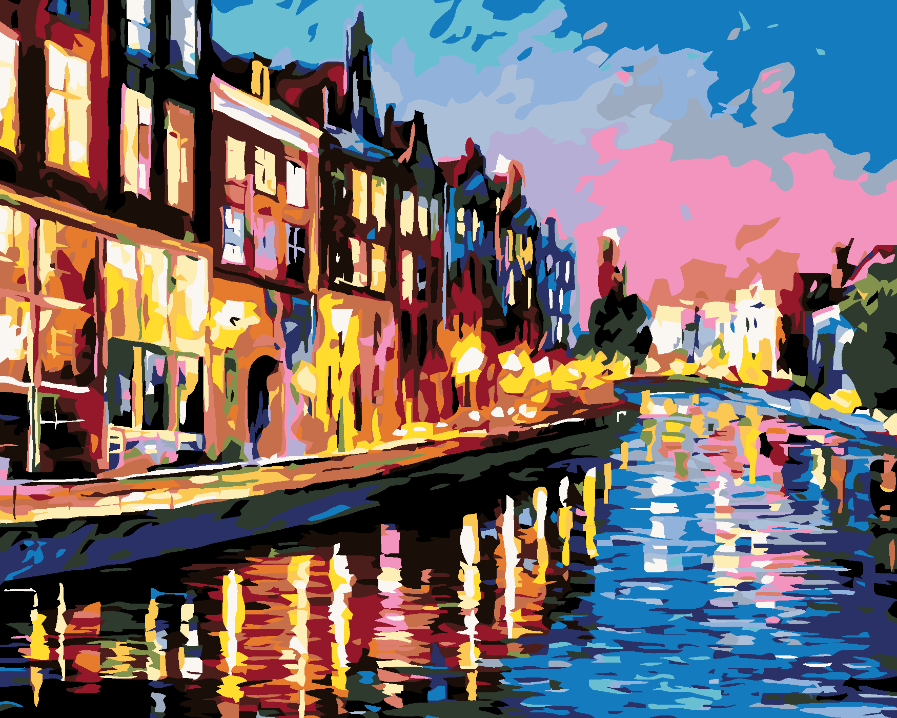 Malování podle čísel - NOC V BENÁTKÁCH Rozměr: 80x100 cm, Rámování: vypnuté plátno na rám