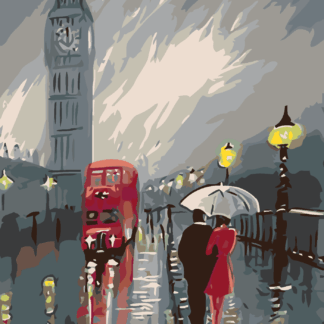 Malování podle čísel - BIG BEN V DEŠTI Rozměr: 40x50 cm, Rámování: vypnuté plátno na rám