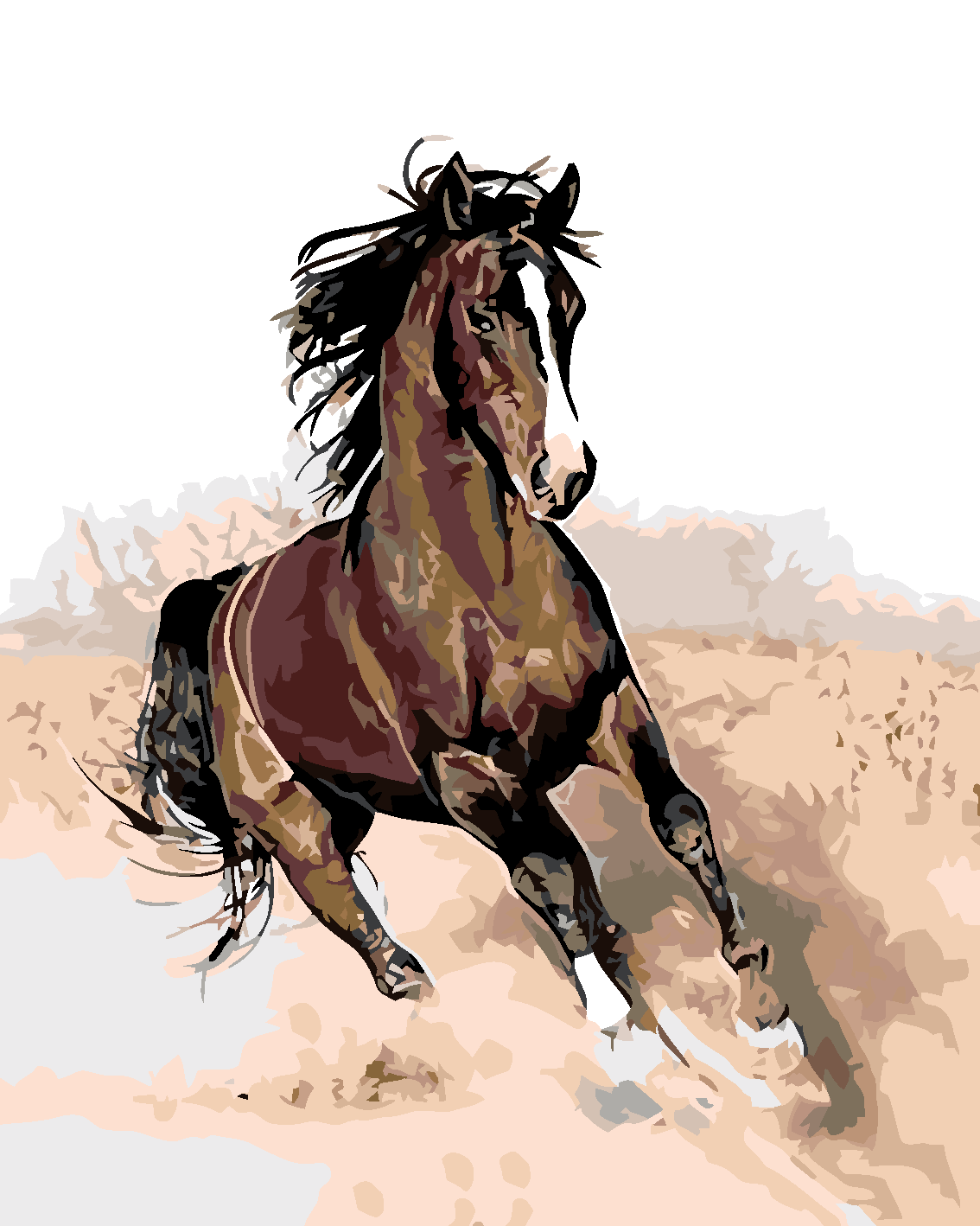 Malování podle čísel - HNĚDÁK V PÍSKU Rozměr: 40x50 cm, Rámování: bez rámu a bez vypnutí plátna