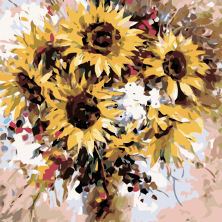 Malování podle čísel - KYTICE SLUNEČNIC Rozměr: 80x100 cm, Rámování: vypnuté plátno na rám
