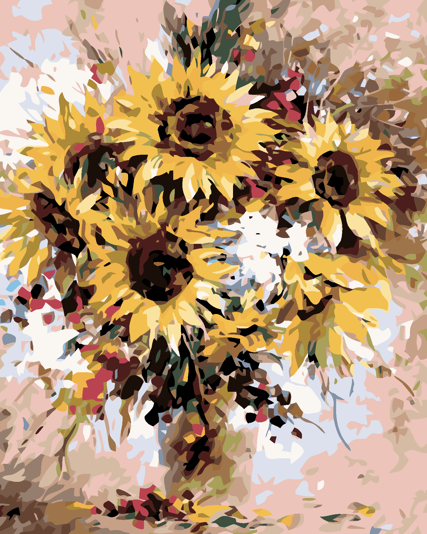 Malování podle čísel - KYTICE SLUNEČNIC Rozměr: 80x100 cm, Rámování: vypnuté plátno na rám