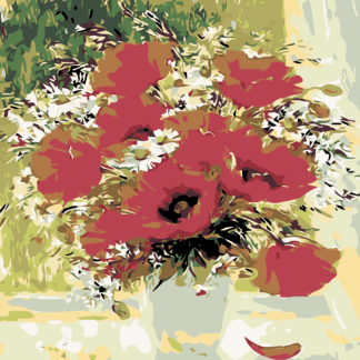 Malování podle čísel - KYTICE VLČÍCH MÁKŮ Rozměr: 40x50 cm, Rámování: vypnuté plátno na rám