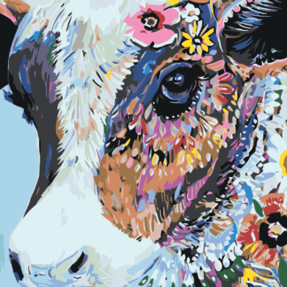 Malování podle čísel - KVĚTINOVÁ KRAVIČKA Rozměr: 80x100 cm, Rámování: bez rámu a bez vypnutí plátna
