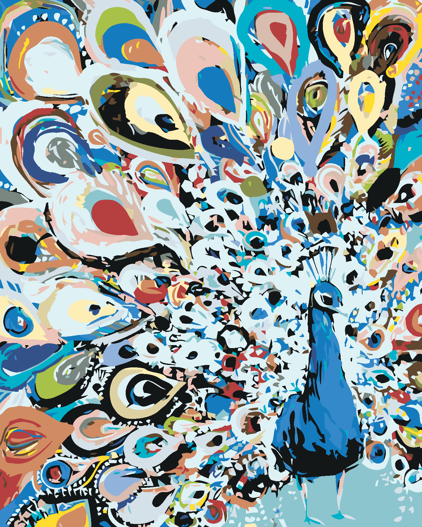 Malování podle čísel - MALOVANÝ PÁV II Rozměr: 80x100 cm, Rámování: vypnuté plátno na rám