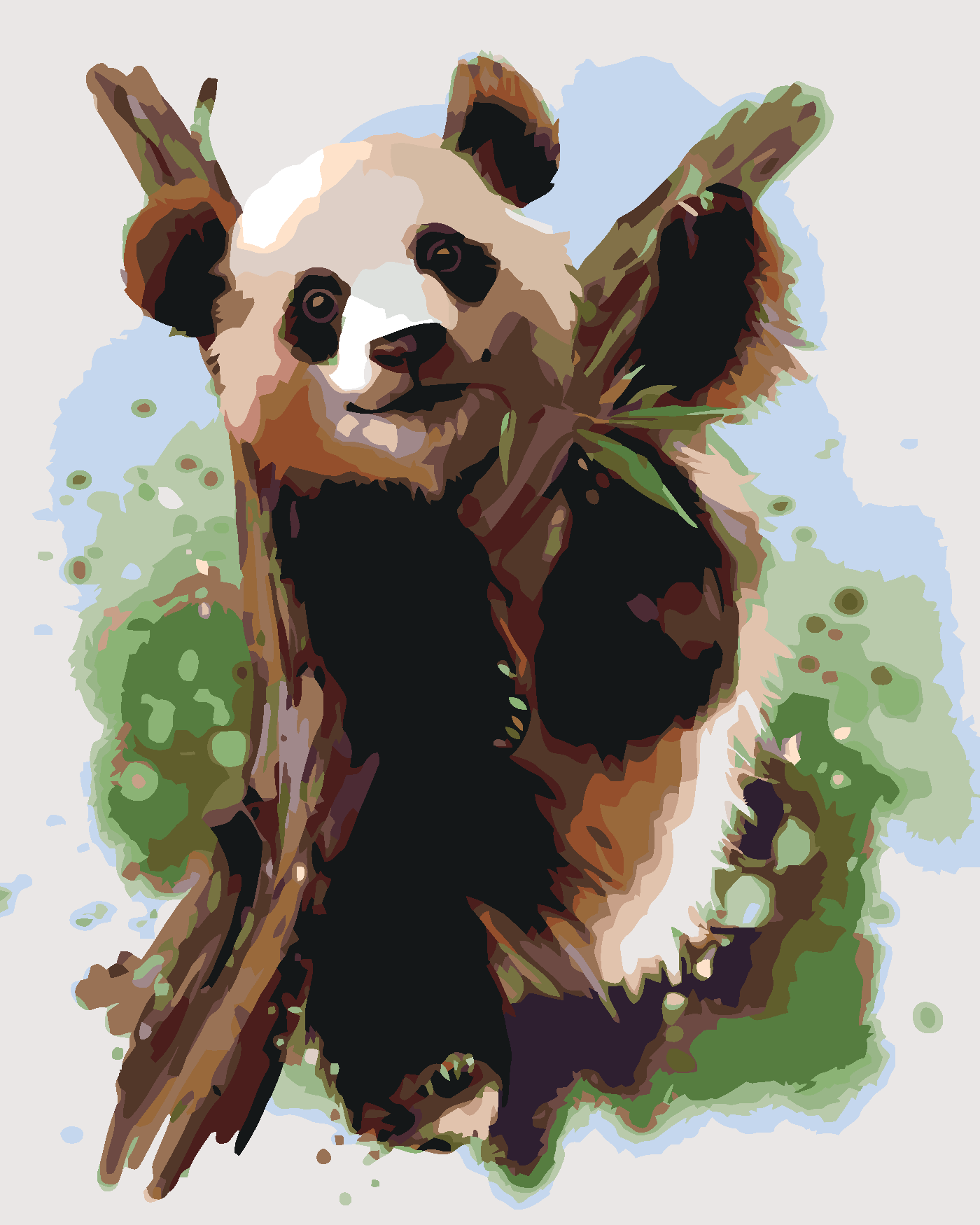 Malování podle čísel - PANDA NA VĚTVI Rozměr: 40x50 cm, Rámování: bez rámu a bez vypnutí plátna