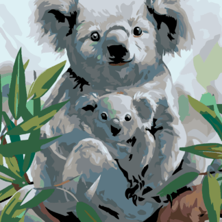 Malování podle čísel - KOALA S MLÁDĚTEM Rozměr: 80x100 cm, Rámování: vypnuté plátno na rám
