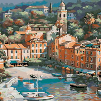 Malování podle čísel - MALÉ ITALSKÉ MĚSTEČKO Rozměr: 40x50 cm, Rámování: vypnuté plátno na rám