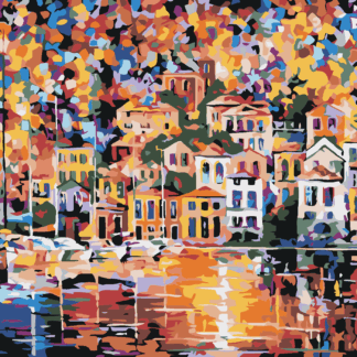 Malování podle čísel - MĚSTEČKO V BARVÁCH Rozměr: 80x100 cm, Rámování: bez rámu a bez vypnutí plátna