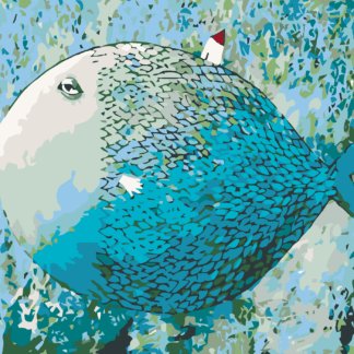 Malování podle čísel - MODRÁ RYBA Rozměr: 40x50 cm, Rámování: bez rámu a bez vypnutí plátna
