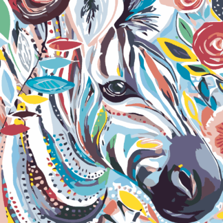 Malování podle čísel - KVĚTINOVÁ ZEBRA Rozměr: 80x100 cm, Rámování: vypnuté plátno na rám
