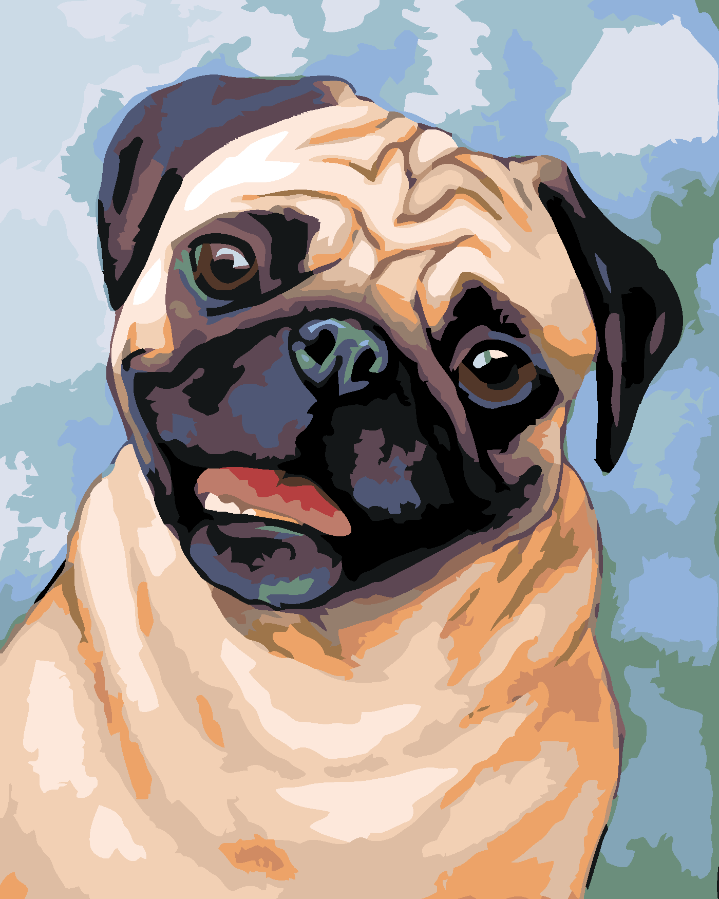 Malování podle čísel - HNĚDÝ MOPS Rozměr: 40x50 cm, Rámování: bez rámu a bez vypnutí plátna