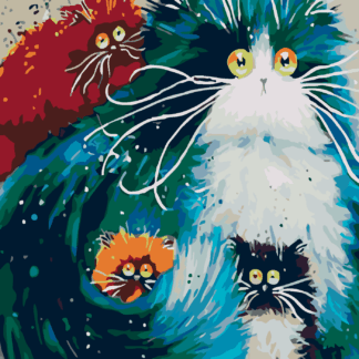 Malování podle čísel - OKATÁ KOČKA S KOŤATY Rozměr: 40x50 cm, Rámování: bez rámu a bez vypnutí plátna
