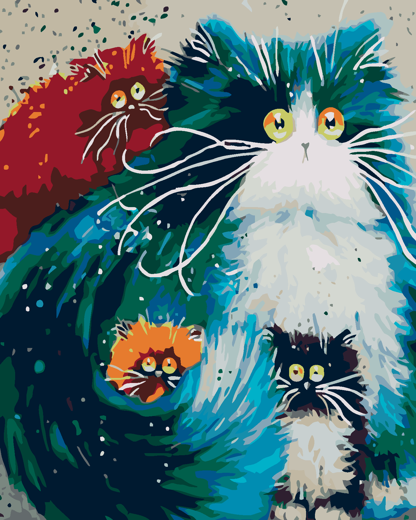 Malování podle čísel - OKATÁ KOČKA S KOŤATY Rozměr: 40x50 cm, Rámování: bez rámu a bez vypnutí plátna