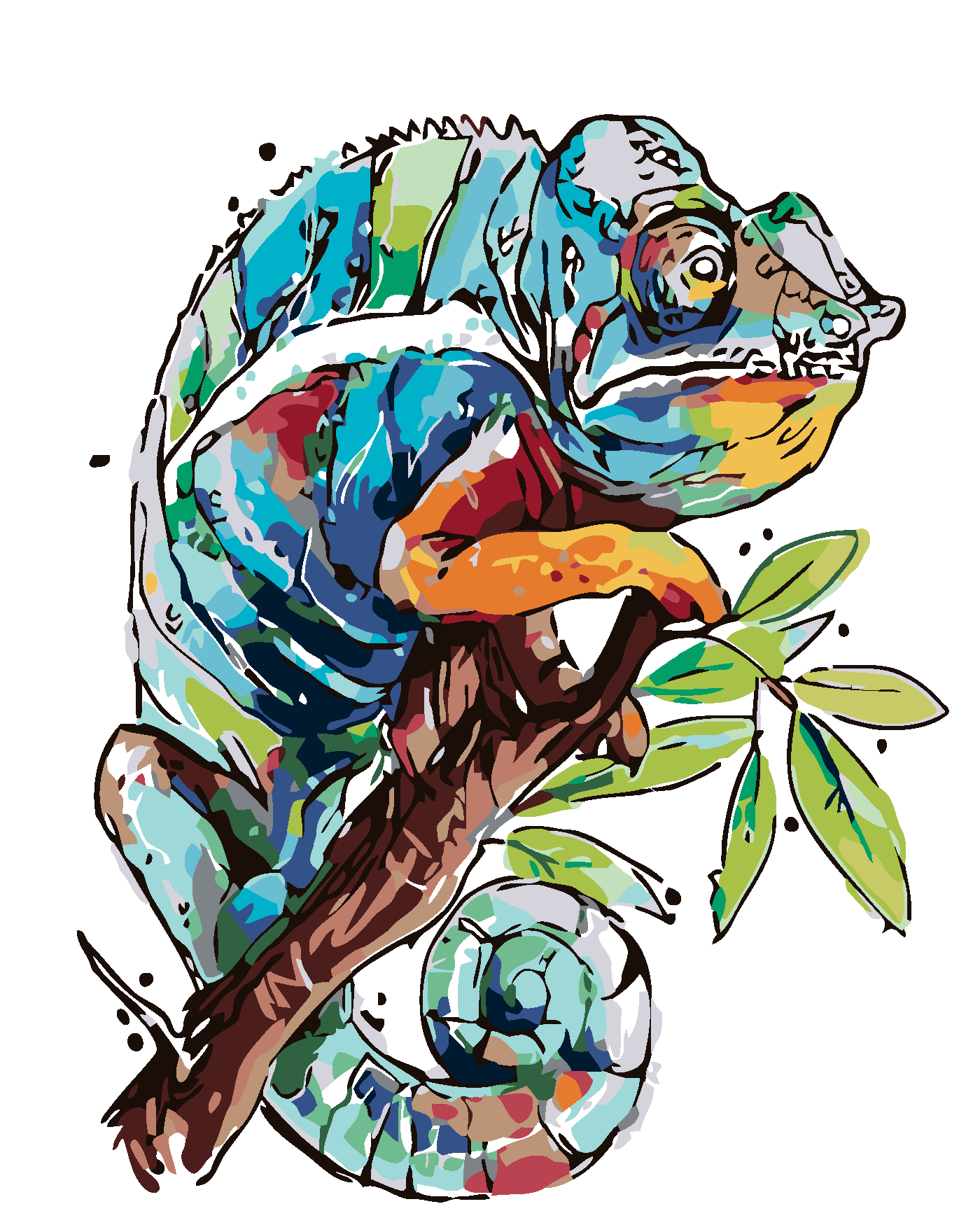 Malování podle čísel - CHAMELEON Rozměr: 80x100 cm, Rámování: vypnuté plátno na rám