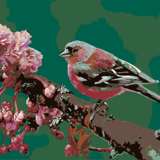 Malování podle čísel - KVETOUCÍ SAKURA A RŮŽOVÝ PTÁČEK Rozměr: 40x50 cm, Rámování: vypnuté plátno na rám
