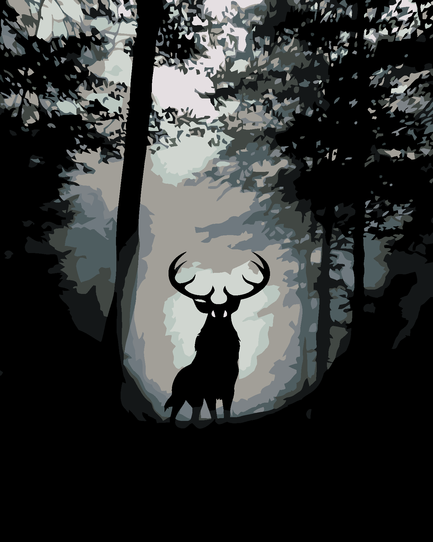 Malování podle čísel - JELEN V TEMNÉM HVOZDU Rozměr: 80x100 cm, Rámování: bez rámu a bez vypnutí plátna